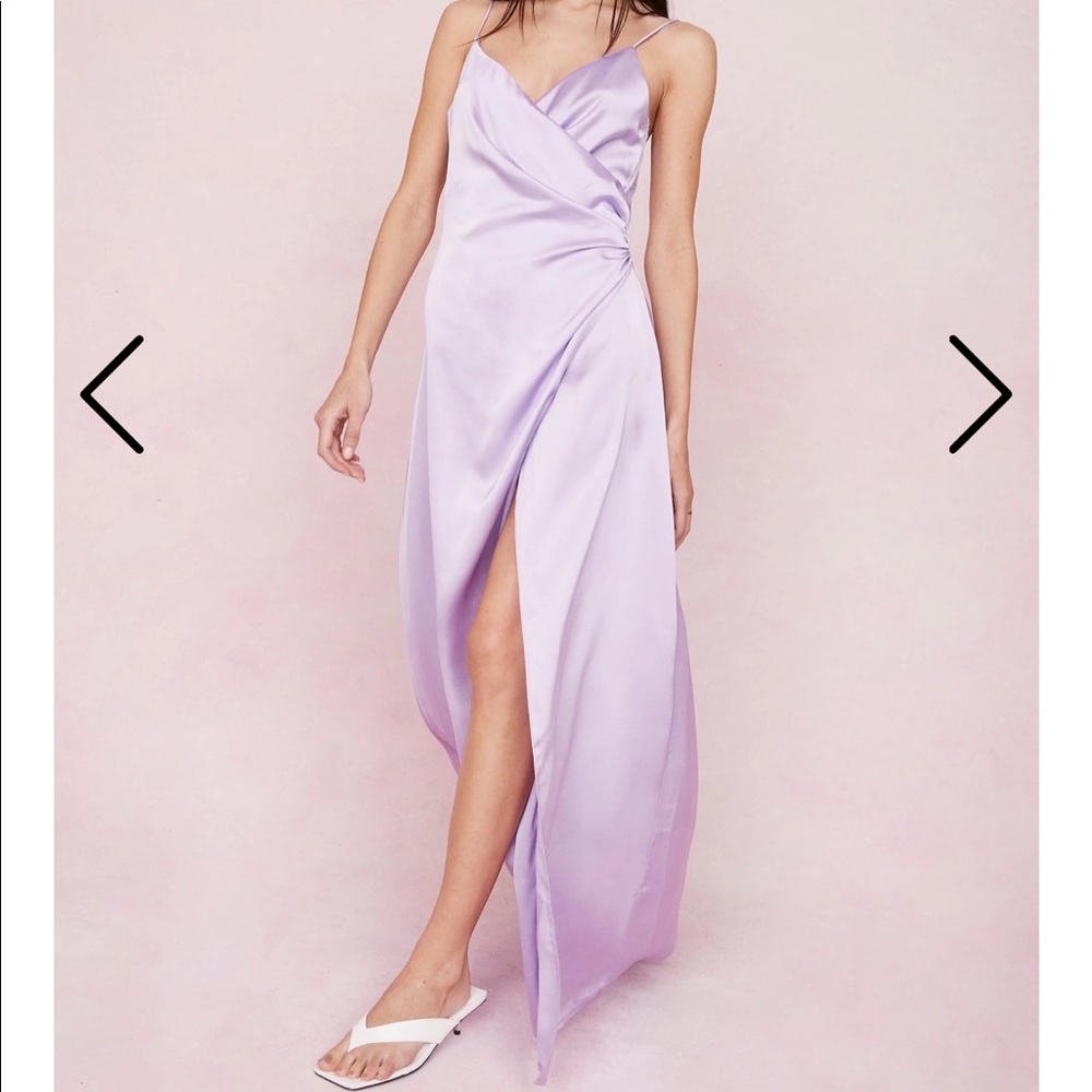 Nasty Gal Lavender Slit Wrap Maxi Dress